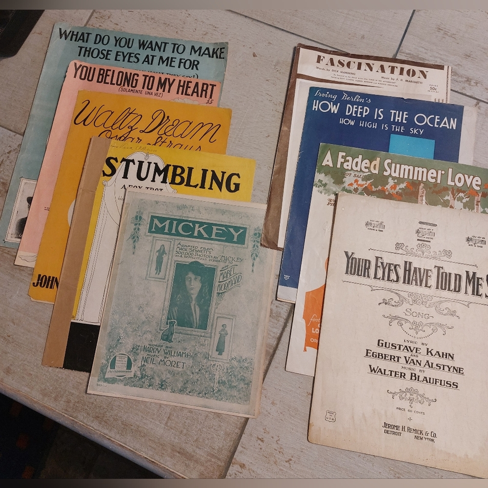 Antique/Vintage Sheet Music Lot of Nine Pieces
